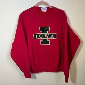 Vintage Lee Red Iowa Crewneck Sweatshirt Large